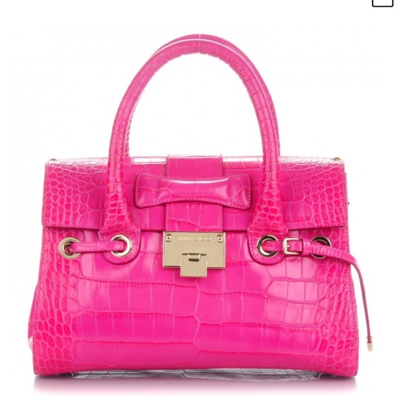 Lightly used Calfskin Crocodile Embossed Medium Rosalie Satchel Fuchsia - Picture 1 of 15
